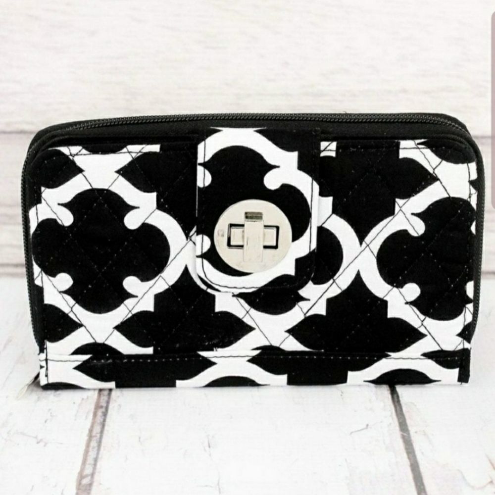 Moroccan Geometric Organizer Black White Wallet NWT